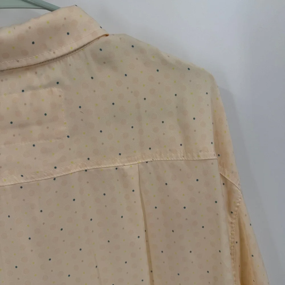 We The‎ Free Polka Dot Snap Button Shirt Women's Medium Peach Polyester - Picture 6 of 8